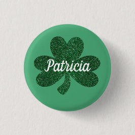 Grönt Glitter Shamrock Klöver St patrick's day Knapp