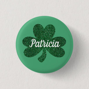 Grönt Glitter Shamrock Klöver St patrick's day Knapp