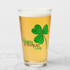Grönt Glitter Shamrock Lycklig St Patrick's Day Glaskopp