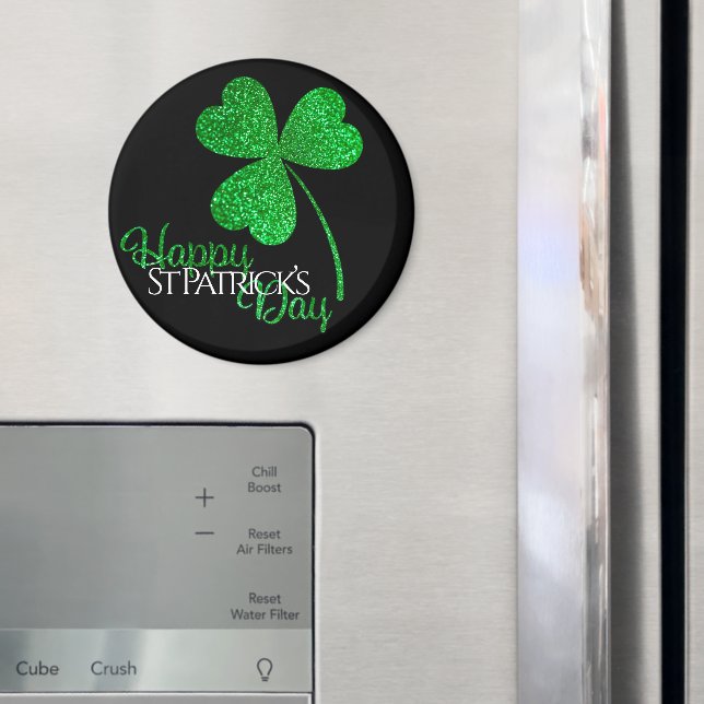 Grönt Glitter Shamrock Lycklig St Patrick's Day T- Magnet (In Situ (Fridge))