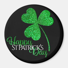 Grönt Glitter Shamrock Lycklig St Patrick's Day T- Magnet