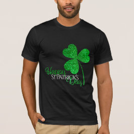 Grönt Glitter Shamrock Lycklig St Patrick's Day T Shirt