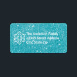 Grönt Glitter Snowflake - adressetikett<br><div class="desc">Grönt Glitter & White Snowflake - adressetikett</div>