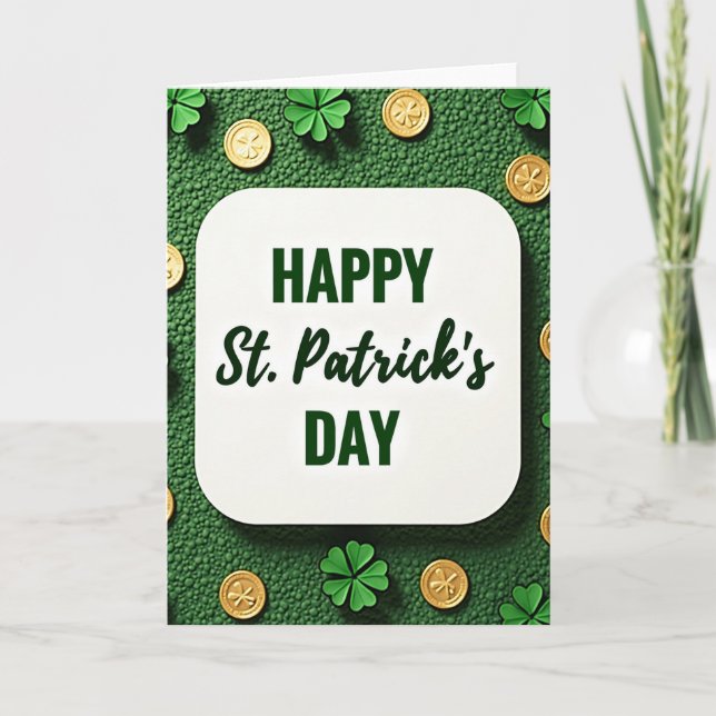 Grönt glitter St Patricks dag-kort Kort (Framsida)