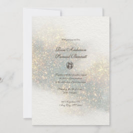 Grönt Glitter Watercolor Shapes Bröllop Inbjudningar