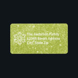 Grönt Glitter/White Snowflake - adressetikett<br><div class="desc">Grönt Glitter & White Snowflake - adressetikett</div>