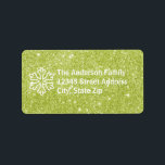 Grönt Glitter/White Snowflake - adressetikett<br><div class="desc">Grönt Glitter & White Snowflake - adressetikett</div>