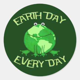 Grönt Globe Frog Environment Återvinna Sticker Runt Klistermärke