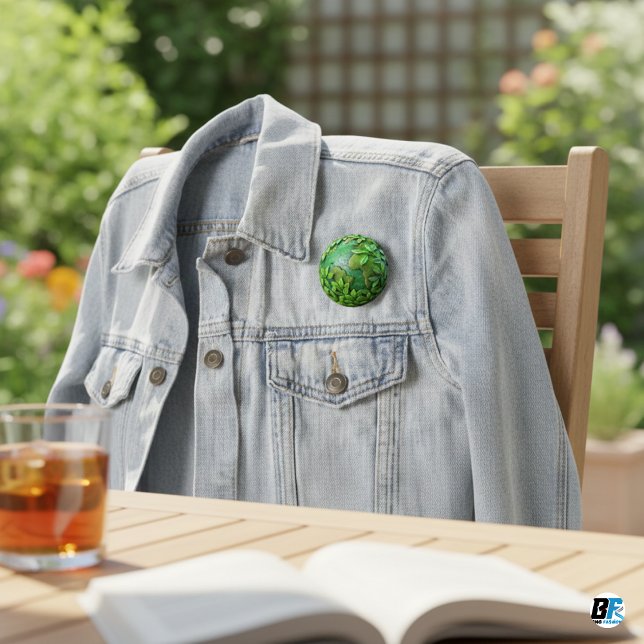 Grönt Globe "Spara Nature" Eco-Friendly Awareness Knapp (Skapare uppladdad)