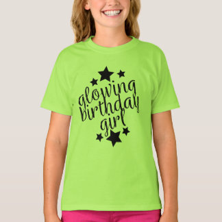Grönt Glow Party Birthday - Girls Ruffle T-Shirt