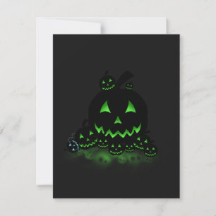 Grönt Glowing Black Halloween Jack o lantern Inbjudningar