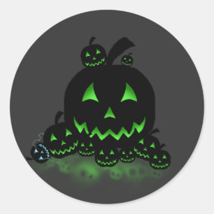 Grönt Glowing Black Halloween Jack o lantern Runt Klistermärke
