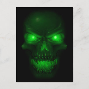 Grönt Glowing Skull Vykort