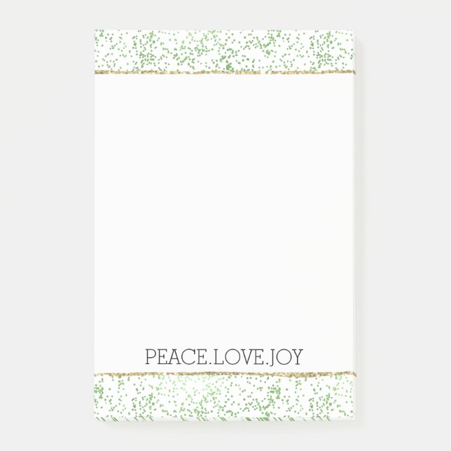 Grönt Gnistra Dots Guld Glitz     Post-it Block (Framsida)