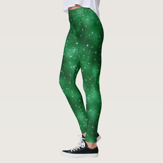 Grönt Gnistra Glitter Leggings (Vänster)
