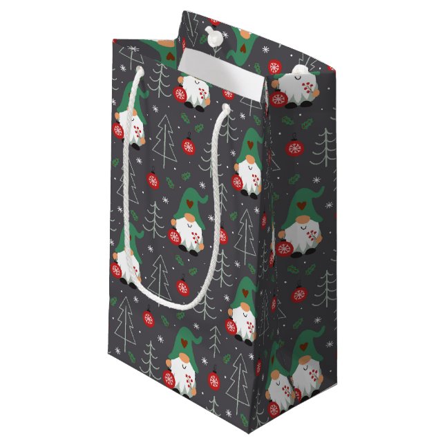 Grönt Gnome Julgran Ornaments Mönster (Framsidan Vinklad)