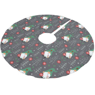 Grönt Gnome Julgran Ornaments Mönster Julgransmatta Borstad Polyester