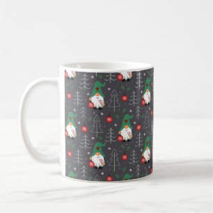 Grönt Gnome Julgran Ornaments Mönster Kaffemugg