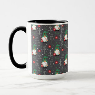 Grönt Gnome Julgran Ornaments Mönster Mugg