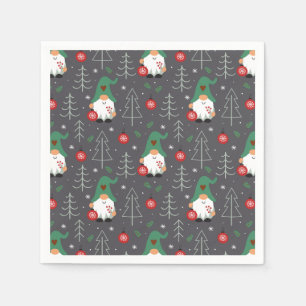 Grönt Gnome Julgran Ornaments Mönster Pappersservett