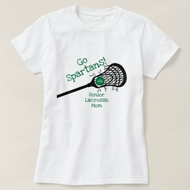 Grönt Go Team Lacrosse Mamma T Shirt (Design framsida)
