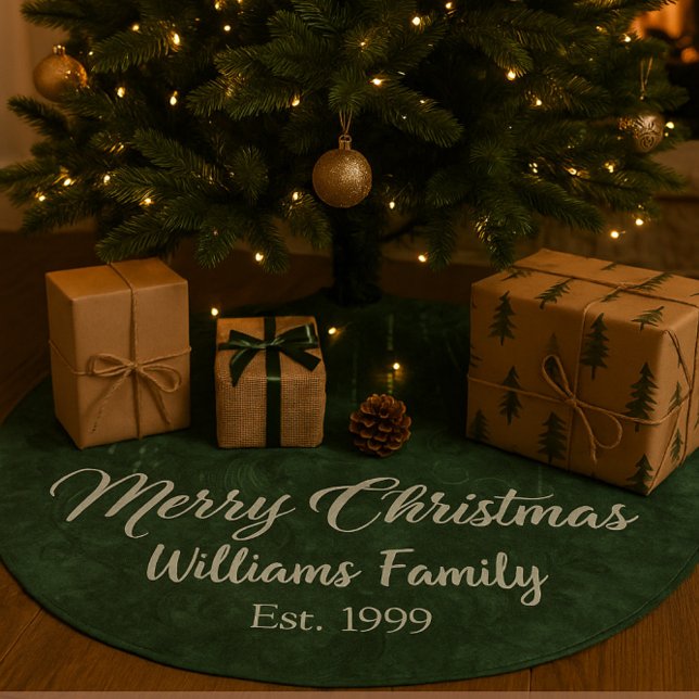 Grönt God jul Blommigt Julgransmatta Fleece (Skapare uppladdad)