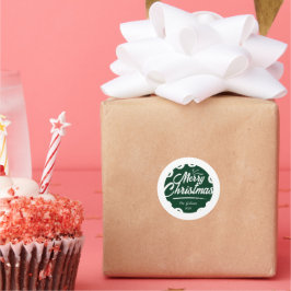 grönt God jul chalk Runt Klistermärke