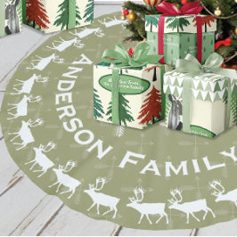 Grönt God jul Family Namn Reindeer Arrows Julgransmatta Borstad Polyester