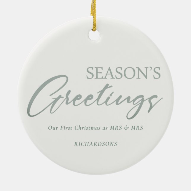 Grönt God jul, fotoutsonshälsningar Julgransprydnad Keramik (Baksidan)