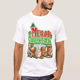 Grönt God jul Gingerbads och Child with Child with T Shirt