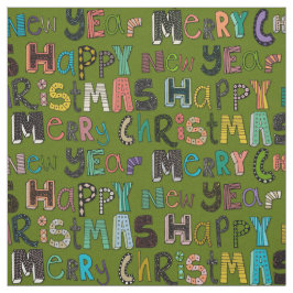 grönt god jul gott nytt år tyg