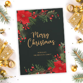 Grönt God jul Greenery Flat Helgdag Card Julkort