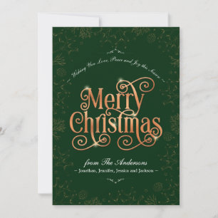 Grönt God Jul Guld Text Ingen Foto Anpassad Julkort