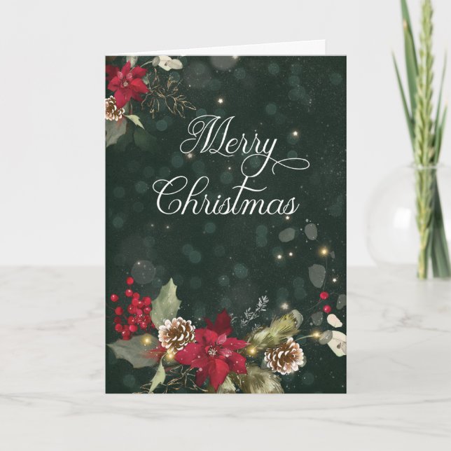 Grönt God jul Helgdag Card Helgkort (Framsida)