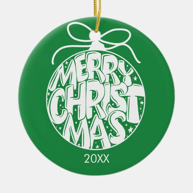 Grönt God jul Helgdag Julgransprydnad Keramik (Framsidan)