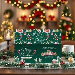 Grönt God jul HO!HO!HO! Inbjudan till anpassningsb