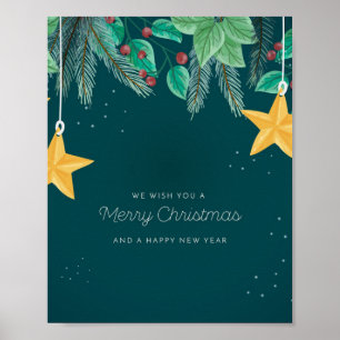 Grönt God jul och Gott nytt år Poster