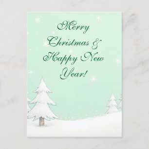 Grönt God jul och Snowy Gräs Vykort