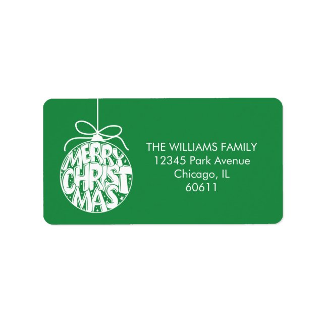 Grönt God jul Ornament Helgdag Adress Adressetikett (Framsidan)