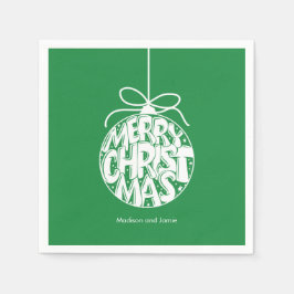 Grönt God jul Ornament Helgdag Pappersservett