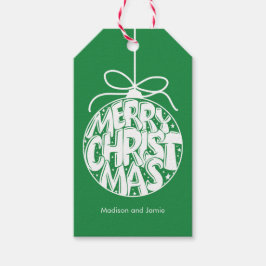 Grönt God jul Ornament Helgdag Presentetikett