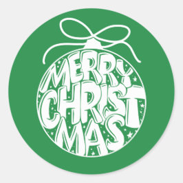 Grönt God jul Ornament Helgdag Runt Klistermärke