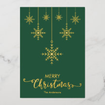 Grönt God Jul Snöflingor Guld