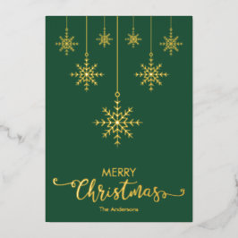 Grönt God jul Snöflingor Guld