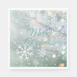 Grönt God jul Snöflingor Pappersservett