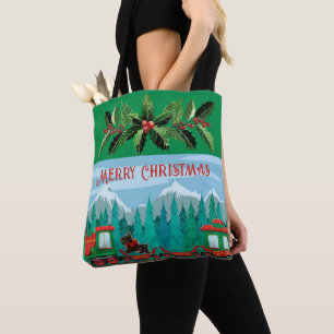 Grönt God jul Tåg Tygkasse