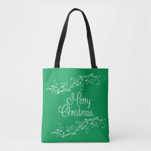 Grönt God jul Tote Bag Tygkasse