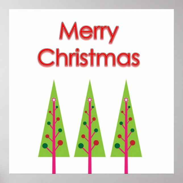 Grönt God jul Träd Wall Poster (Framsidan)