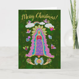Grönt God jul Vårt Dam Guadalupe Anteckningskort