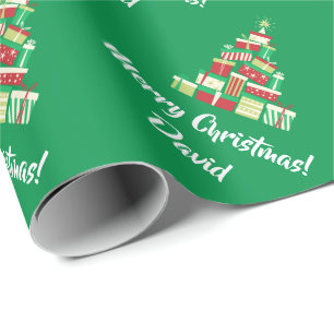 Grönt god julträd som slår in papper presentpapper